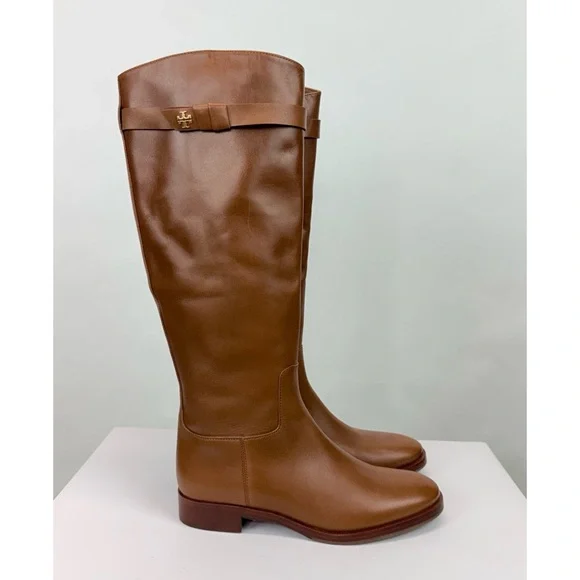 New Tory Burch Everly Strap Riding Boot Sierra Sz 7.5