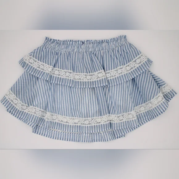 Wild Fable Tiered Lace-Trim Skort — Blue/White, XXS, NWT