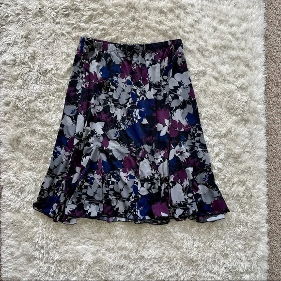 Briggs New York Plum Navy Gray Trumpet Skirt Size S