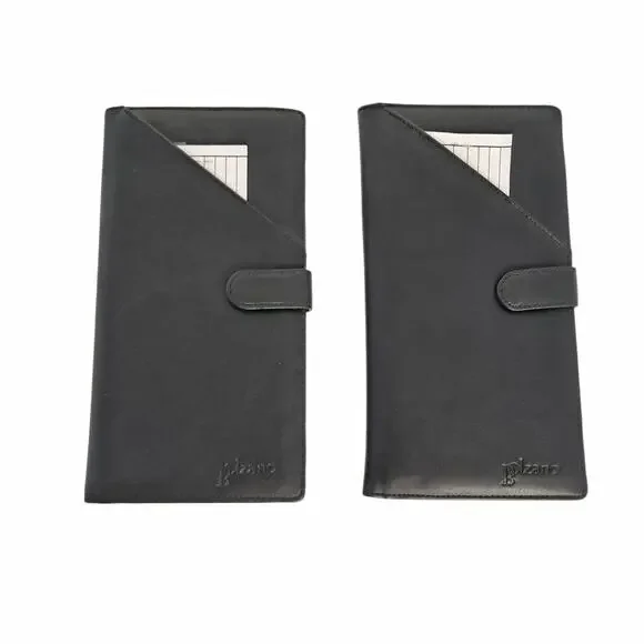 Pair of Black Travel Wallets Passport Ticket Organizer Multiple Pockets Zippers