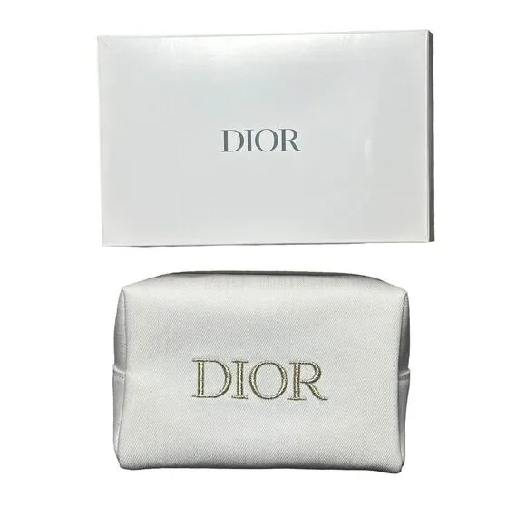 Dior Beauty Trousse Beige Gold Cosmetic Pouch NEW