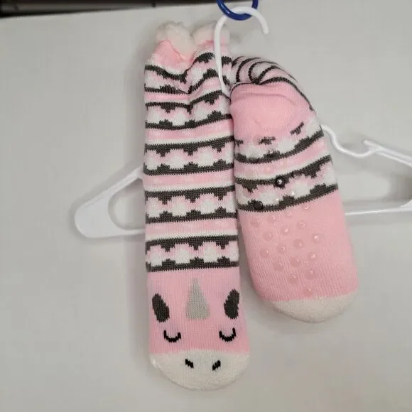 Extra Thick Unicorn Fuzzy Warm Socks w/ Grips Calf High - NWOT