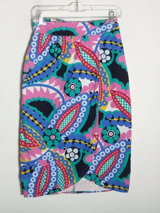 J Crew Tie Back Tulip Pencil Skirt Ratti Kaleidoscope Floral 4 Colorful Preppy