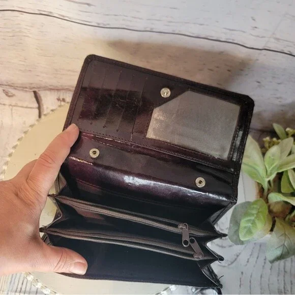 Vintage Rare 1950s -60s Ruby Red Lizard Leather Envelope Wallet