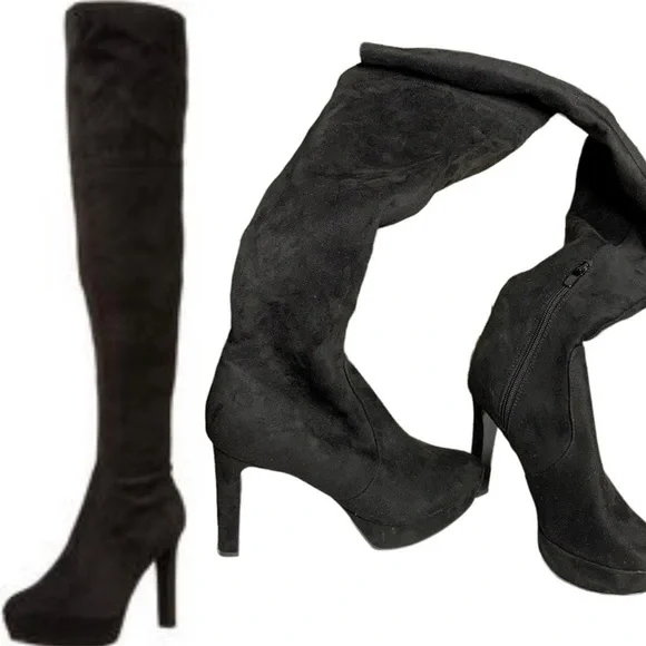 Nine West black over the knee sued boots. Size 6