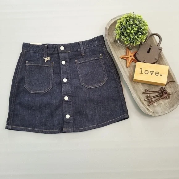 Denim & Supply dark wash button front skirt NWT