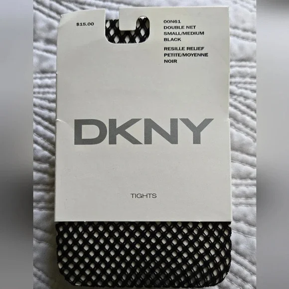 DKNY Women's Black Fishnet Model Tights Hosiery Sz Small