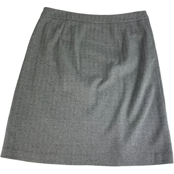 Talbots 10 Skirt A-Line Black White Midi Stretch Career Workwear