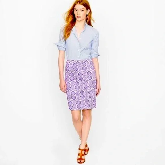 Pencil Skirt Medallion Purple Paisley J. Crew