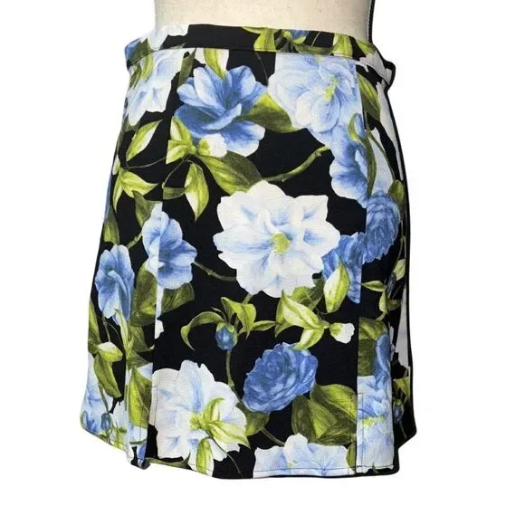 American Apparel Floral Black and Blue Women's Skirt