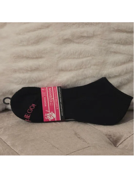 Women's On The Go! Black Low Cut Cushion Cotton Blend Socks