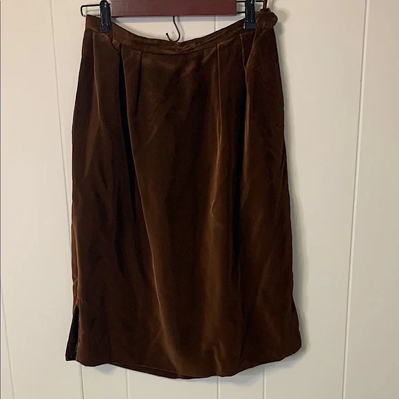 Adolfo Brown Velvet Skirt Vintage Size Medium