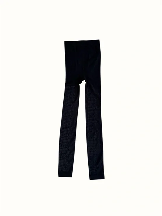 Steve Madden Black Fleece Lined Textured Pattern Footless Tights Women’s S/M