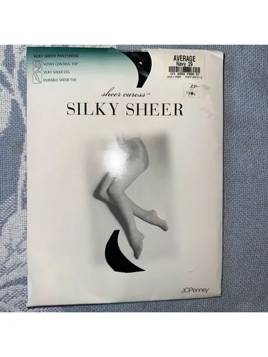 NIP Women’s Average JC Penny Sheer Caress Silky Sheer Pantyhose Navy Blue