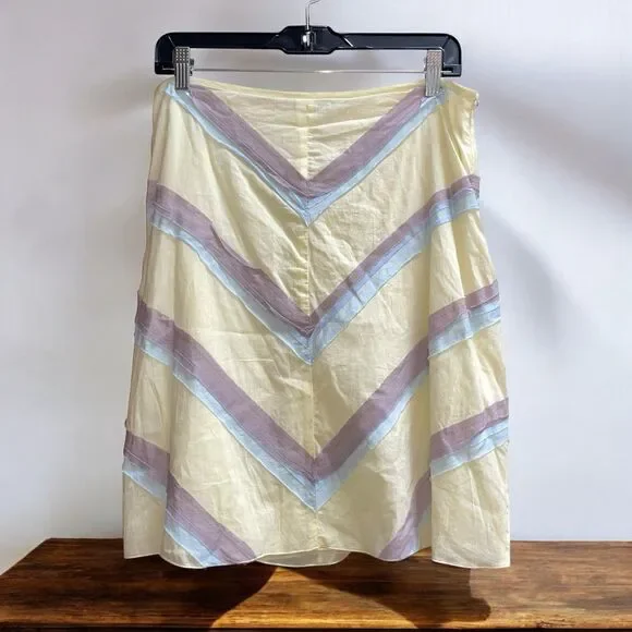 Free People 8 Boho Yellow Cotton Chevron Skirt