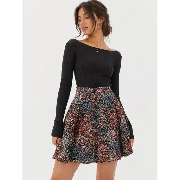 Urban Outfitters Millie Floral Button Front Mini Skirt WhimsyGoth Indie Small