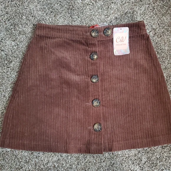 NWT Chelsea &‎ Violet Brown A-line Ribbed Mini Skirt