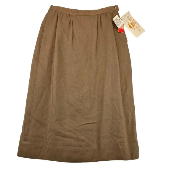 Vintage Pendleton Linen Pencil Skirt 6 Brown USA Business Academia Deadstock