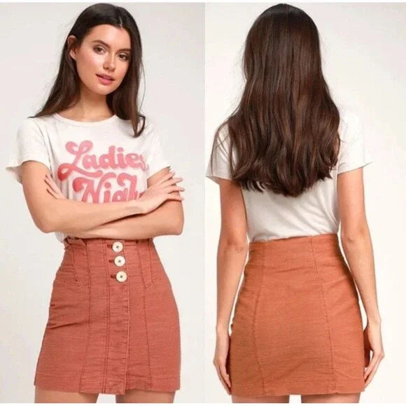 Free People Every Minute Every Hour Mini Skirt Noble Adobe Brown Terra Cotta 10