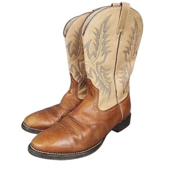 Ariat Heritage Stockman Boots Women Size 7B Brown Tan Leather Round Toe Western