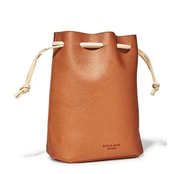 Bath Body Bath metallic penny copper color with Tan Drawstring Bag