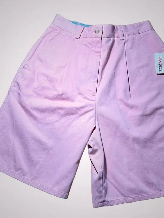 VTG 90’s pastel pink baggy Bermuda Shorts preppy high waist coastal sz 6 NWT