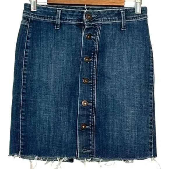 Vintage 90s Jordache Denim Mini Skirt Button Fly Front Womens 26 Raw Hem Y2K
