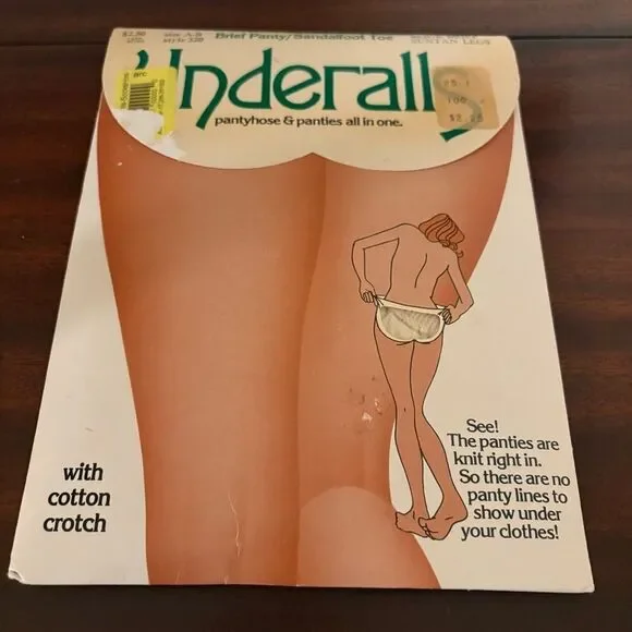 Vintage Underalls Pantyhose and Panties Beige Brief Suntan Legs  Sz A-B NEW!