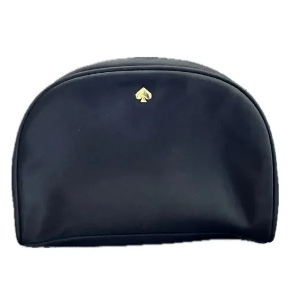 Kate Spade S362 Jae Black Nylon Medium Dome Cosmetic Zipper Bag Pouch