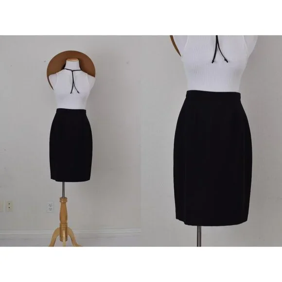 Vintage 90s Black Pencil Skirt size‎ 8P