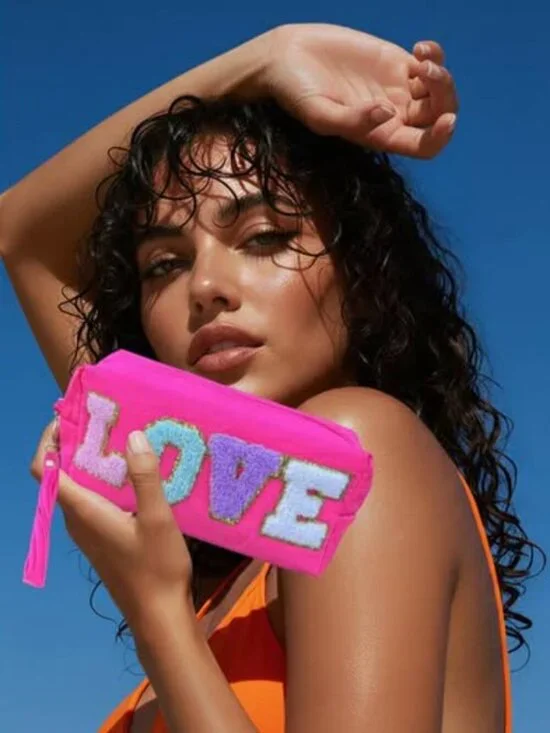 Hot Pink Love Makeup Bag