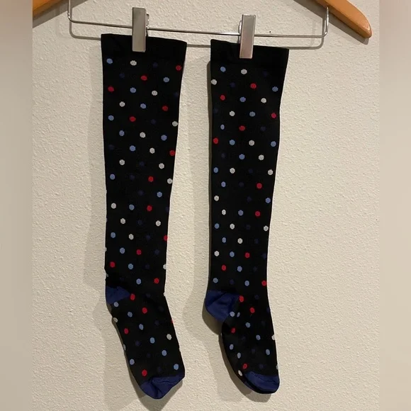 Black Polka dot women’s compression socks. S-M