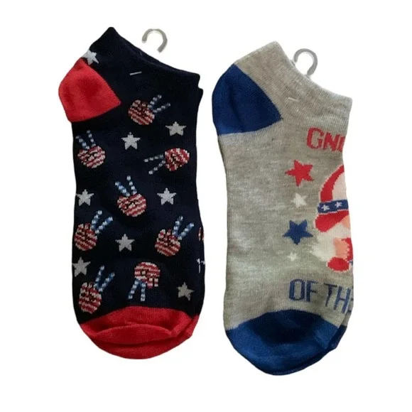 Patriotic Peace and Gnome Ankle Socks