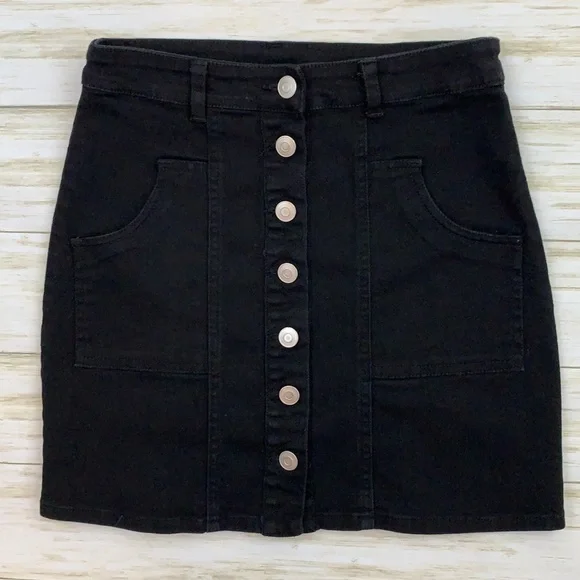 Altar’d State Black Denim Skirt