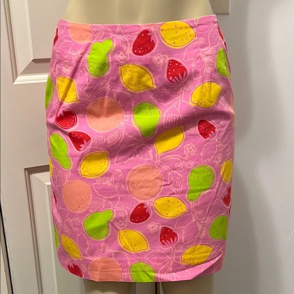 LILLY PULITZER Vibrant Pink Fruit Print Skirt