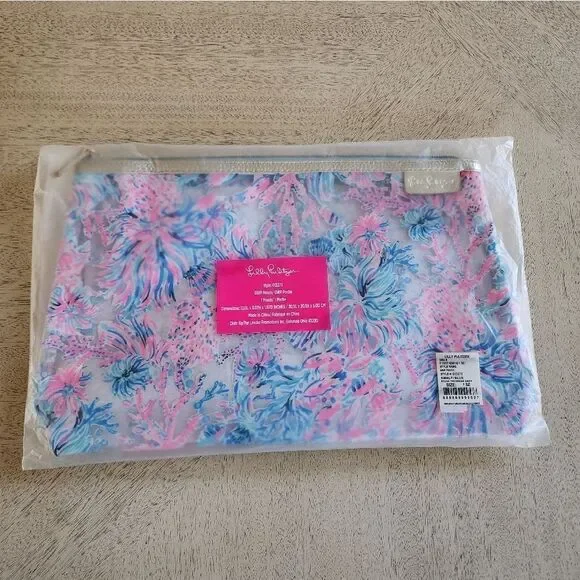 Lilly Pulitzer Pink and Blue Floral  Pouch
