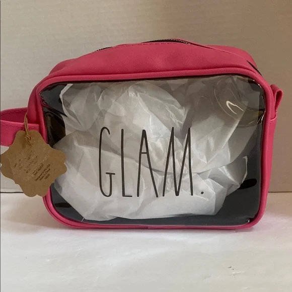 NWT Rae Dunn large clear with Pink 