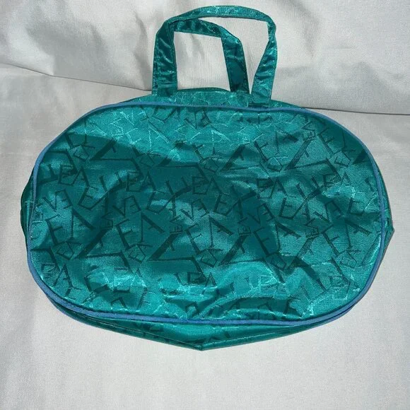 Elizabeth Arden Teal Logo Cosmetic Travel Bag With Dual Handles & Zipper Closure