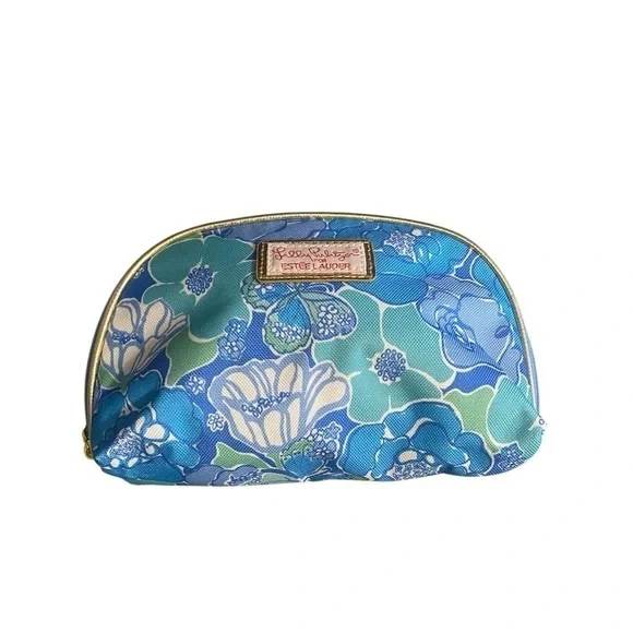 Lilly Pulitzer for Estée Lauder Floral Blue Patterned Makeup Bag