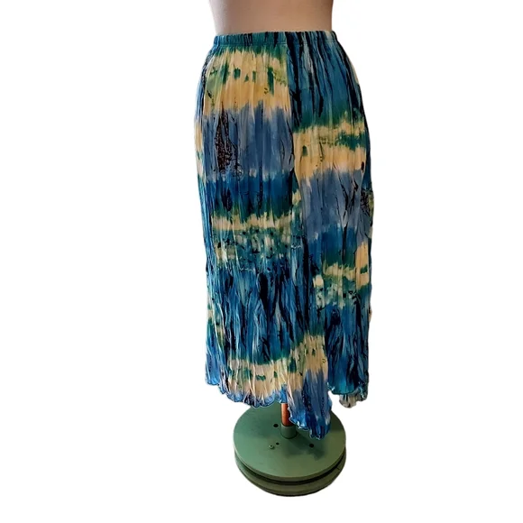 Cato 1xl Skirt Maxi Tiedye Blue Yellow Boho Bohemian Cottagecore. Dimens…