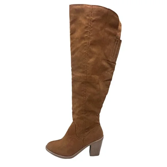 DV Dolce Vita Marilyn Tan Faux Suede‎ Over The Knee Block Heel Boots Womens 7.5