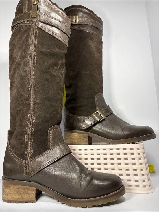 Fabianelli size 38 Women's Brown Leather & Suede Knee-High Riding Boots. Box 27
