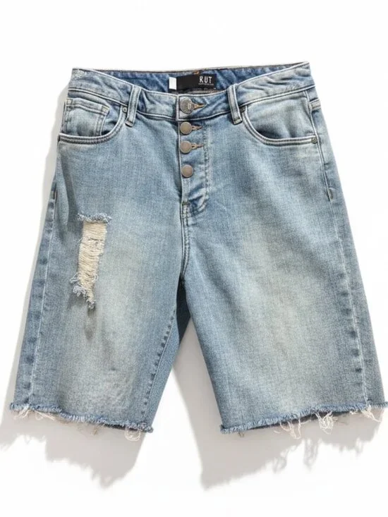 Kut From The Kloth Margot Long Short – High Rise Button Fly Denim Shorts – Size