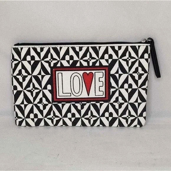 Brighton Love Makeup Cosmetic Bag Black And White Canvas Valentine's‎ Day