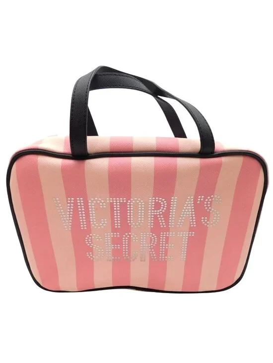 Victoria's Secret Pink Signature Stripe Jetsetter Hanging Cosmetic Makeup Case