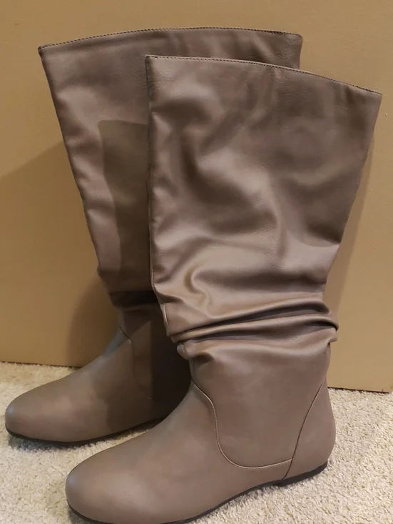 NWOB Journee Collection Women's Taupe Mid-Calf Slouch Boots