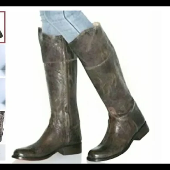 Rare Steven By Steve Madden Reins  distressed brown leather riding boots 8