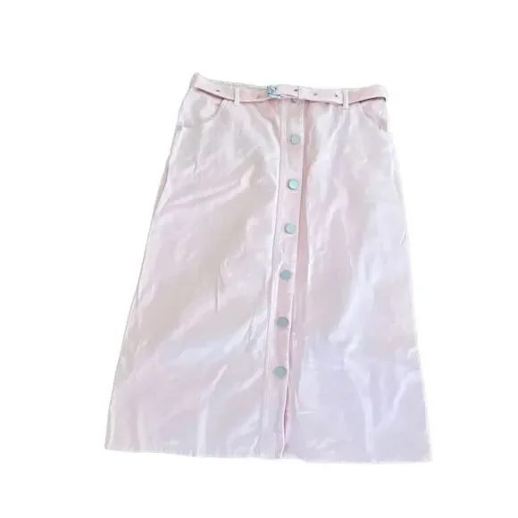 Elizabeth and James pink denim button up skirt size 4
