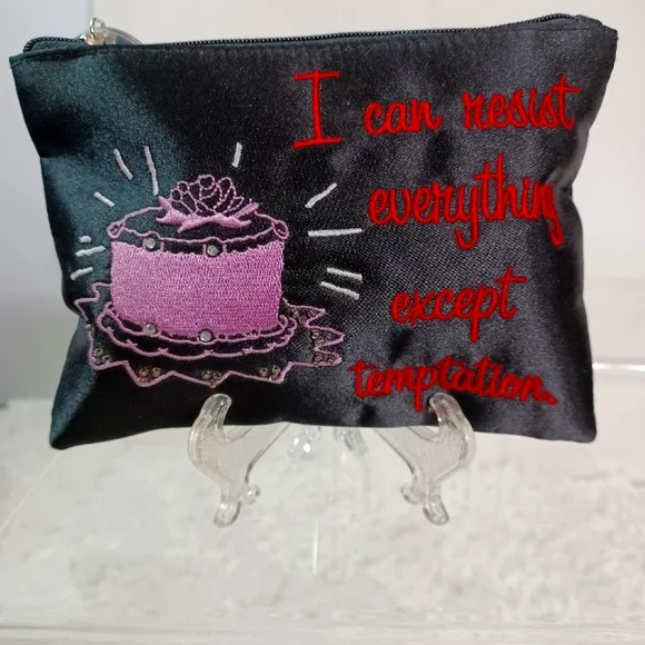 Two's Company Small Pouch, Black/ Red/ Multi colors