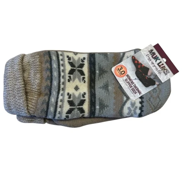 New MUK LUKS‎ women's thermal slipper sock Taupe